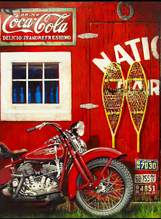 National Garage - 1937 UMG Harley Davidson - Original Painting